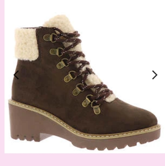 Corkys SQUAD Ankle Boots in Chocolate Brown with Cream Sherpa Detail - Picture 3 of 6